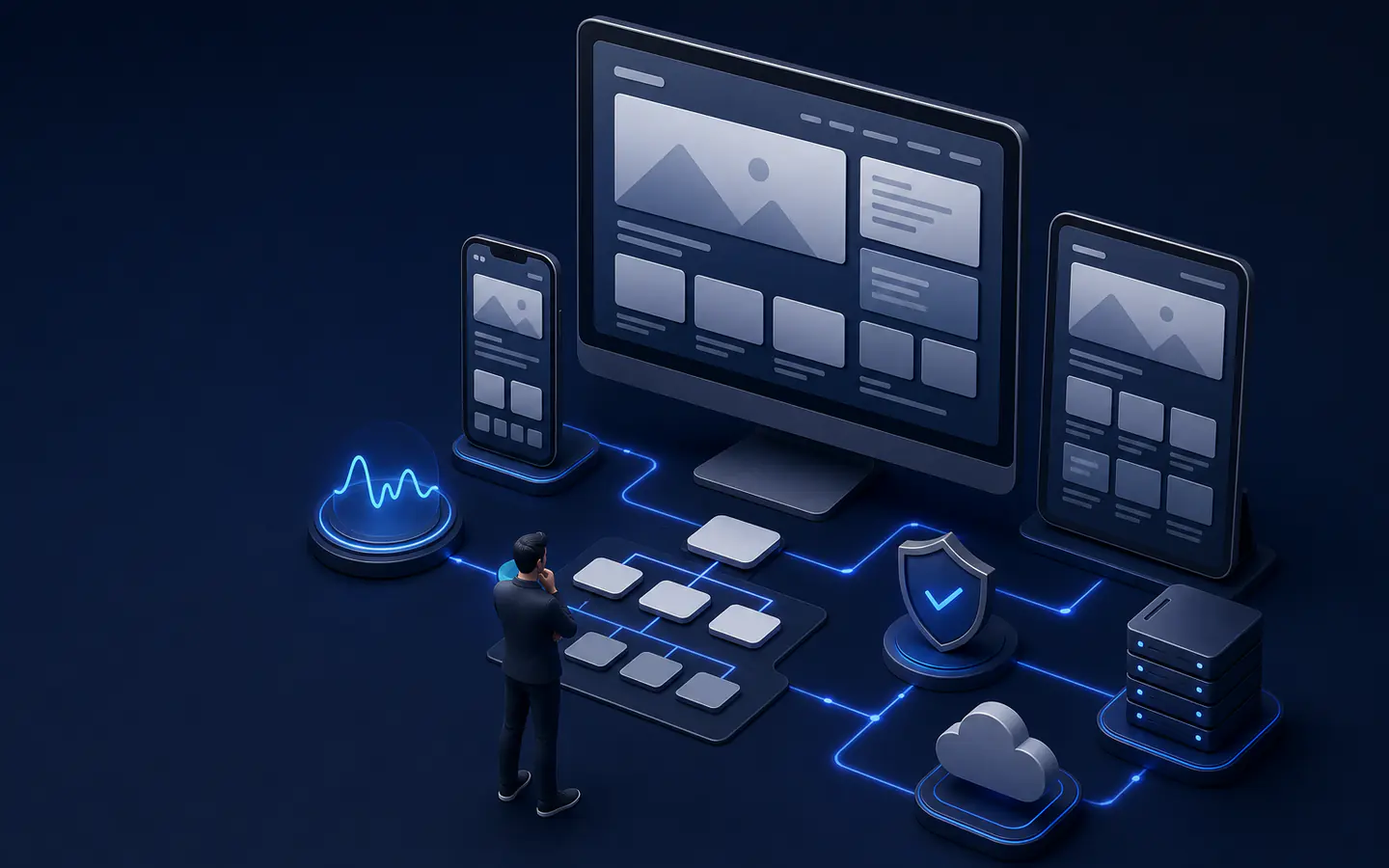 Responsive Website auf Desktop, Tablet und Smartphone mit strukturierter Planung, sicherem Betrieb und persönlicher Beratung.